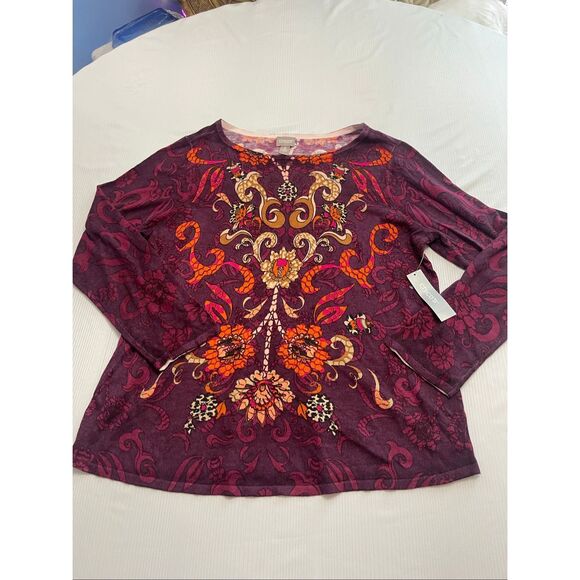 NWT Chico’s Mixed Soirée Boat Neck Pullover Sweater Purple Size 3 US XL New - Picture 1 of 7